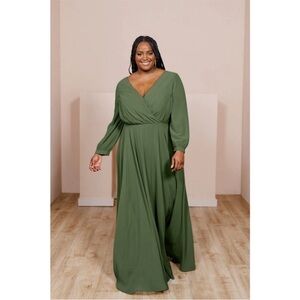 Revelry Juliet Chiffon Long Sleeve Dress - Cinnamon Rose